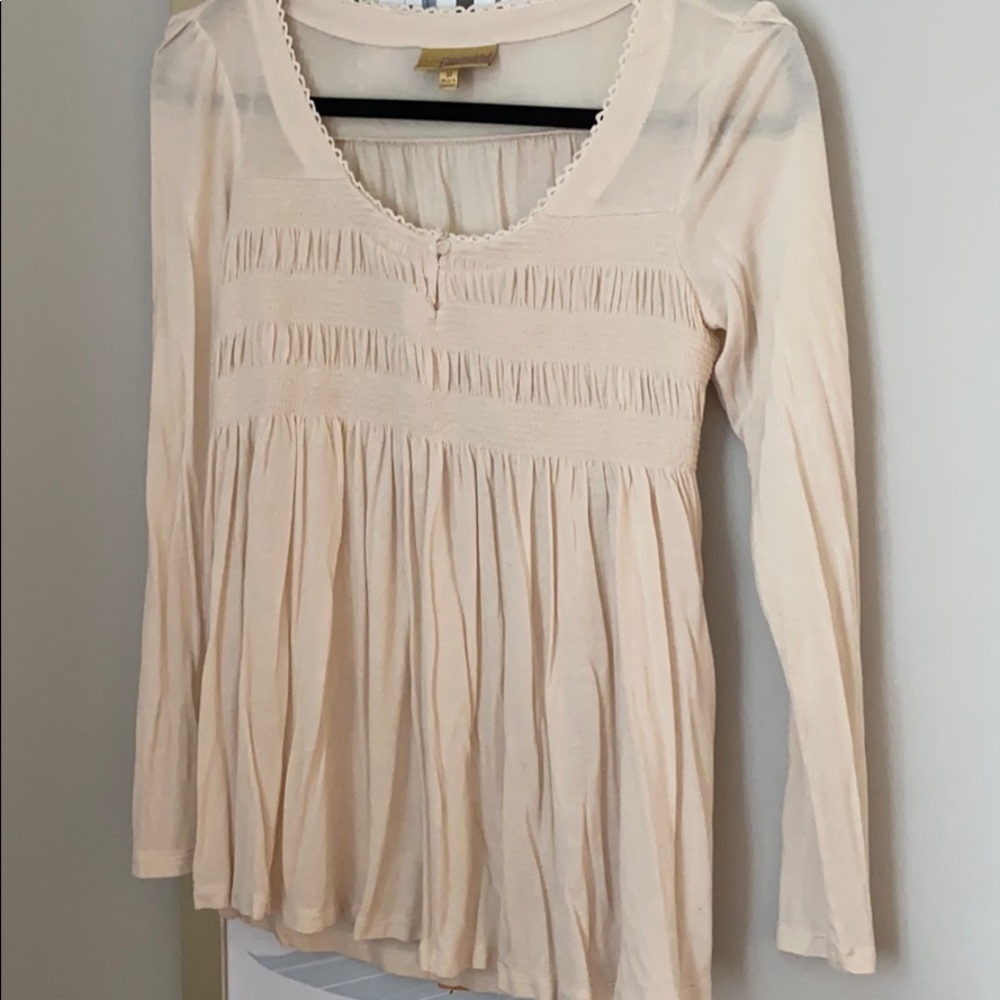 Cream long sleeve blouse